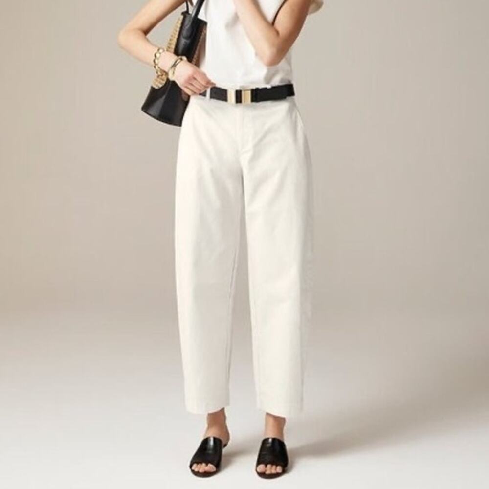 J.Crew Barrel Leg Pant Cotton Linen Blend Ivory Size 32 NWT